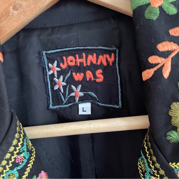 Johnny Was Embroidered Trench Coat Large Black Paisley Floral - Picture 3 of 9